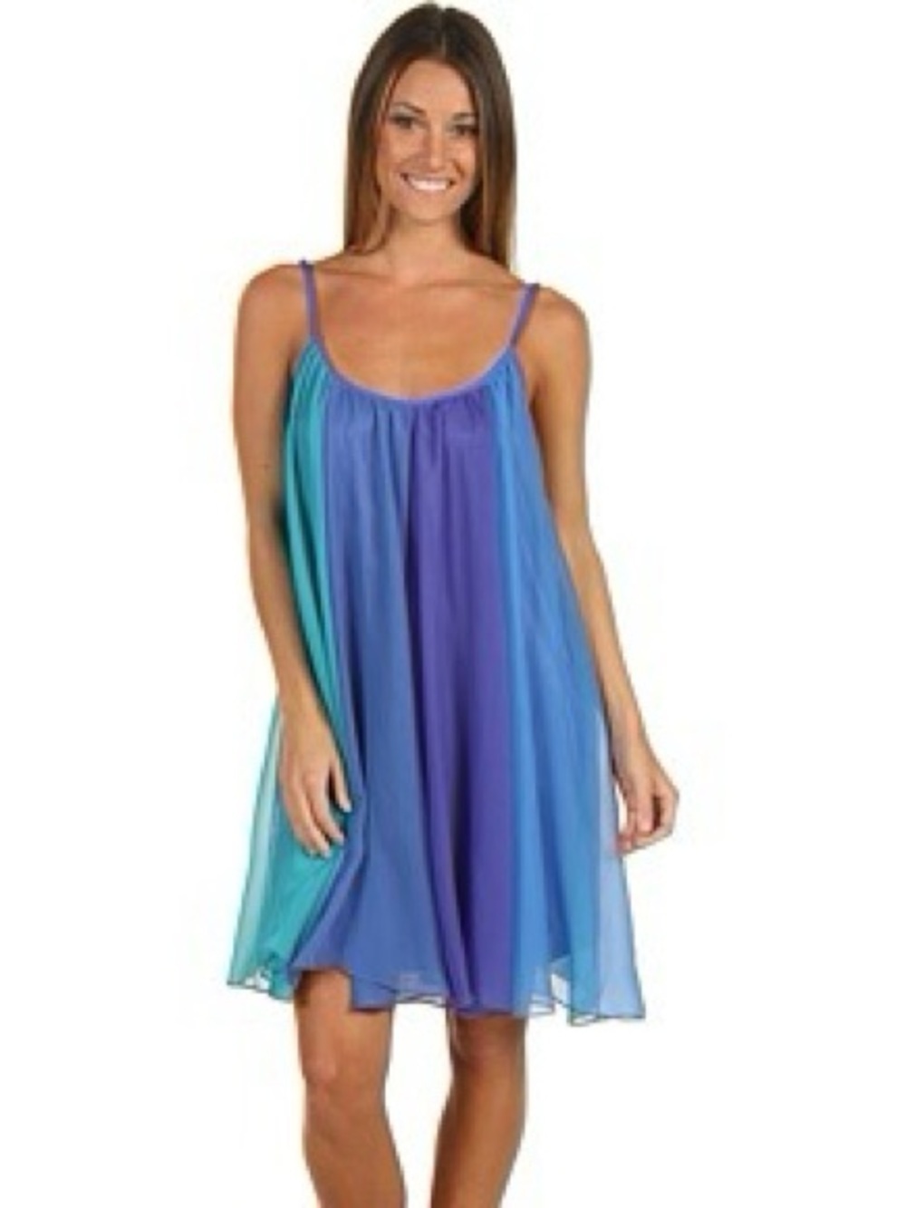 Free People Rainbow Sorbet Trapeze Dress Size Medium Flowy Chiffon
